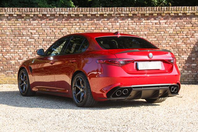 Alfa Romeo GIULIA 2.9 V6 Quadrifoglio Performance Edition "Manual and Carbon Seats by Sparco" Less than 25.000 km - 2 private owners and delivered new in the Netherlands,Rosso Competizione and dark 5-hole alloy wheels,Performance Edition: Manual gear - Carbon brakes - Harman Kardon, The last owner is a former Squadra Bianca driver with skills and experience, "A new M3 is for people who like cars - Safe choice so to speak - But a Quadrifoglio if you really get it",