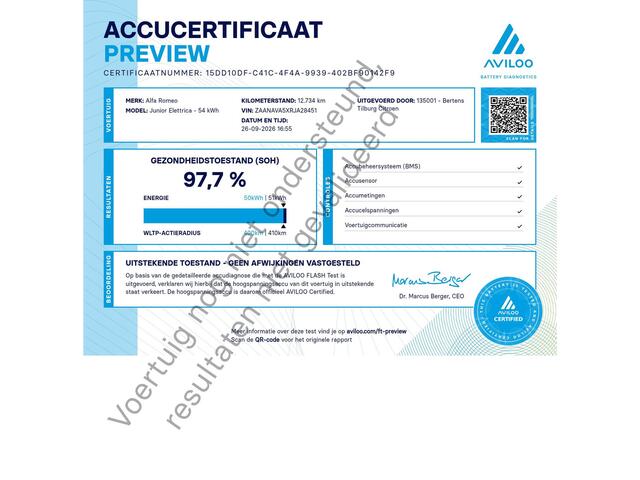 Alfa Romeo Junior Elettrica 54 kWh | 1 fase | Accu 98% | 18 inch | Prijs is rijklaar