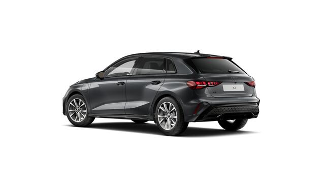 Audi A3 SPORTBACK 40 TFSI e 204 S tronic S edition Automaat | Audi soundsystem | Ledkoplampen, ledachterlichten, dynamische knipperlichten achter | Optiekpakket zwart plus | S line-interieur met sportstoelen en zwarte stoffen-kunstlederen bekleding | Verwarmbare voorstoele