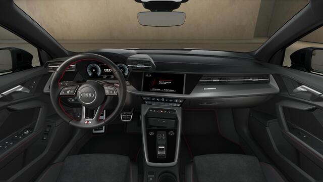 Audi A3 SPORTBACK 45 TFSI e 245PK S edition Competition | Panoramadak | Stoelverwarming | Elekt.bestuur.stoel | Zwart-Optiek | 18-Inch | Adaptive-Cruise | Ambient-Lightning | Rood-Stiksel |
