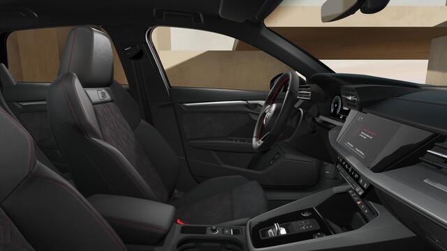 Audi A3 SPORTBACK 45 TFSI e 245PK S edition Competition | Panoramadak | Stoelverwarming | Elekt.bestuur.stoel | Zwart-Optiek | 18-Inch | Adaptive-Cruise | Ambient-Lightning | Rood-Stiksel |