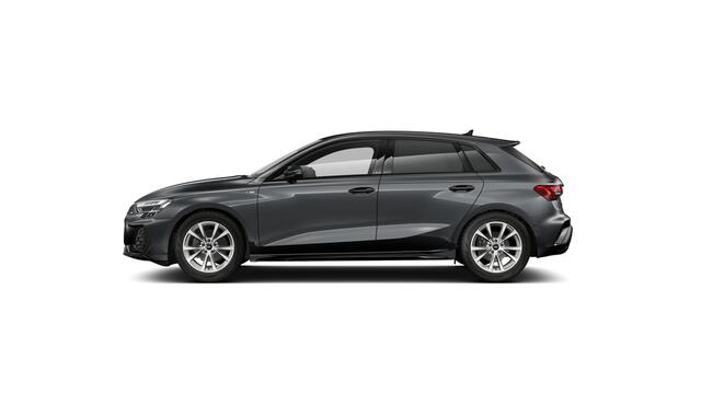 Audi A3 SPORTBACK A3 30 TFSI 116 S tronic S edition Automaat | Ledkoplampen, ledachterlichten, dynamische knipperlichten achter | Privacy glas (donker getint) | Optiekpakket zwart plus | S line-interieur met sportstoelen en zwarte stoffen-kunstlederen bekleding | Assistent