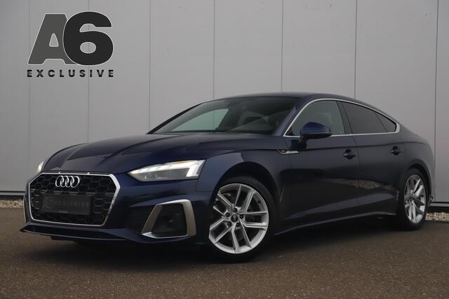 Audi A5 Sportback 35 TDI S-Line edition Automaat Navarra Blue Full LED Wegklapbare Trekhaak Virtual Cockpit Navigatie Achteruitrijcamera Clima Cruise Parkeersensor Half Leder Sportstoelen Draadloos Carplay