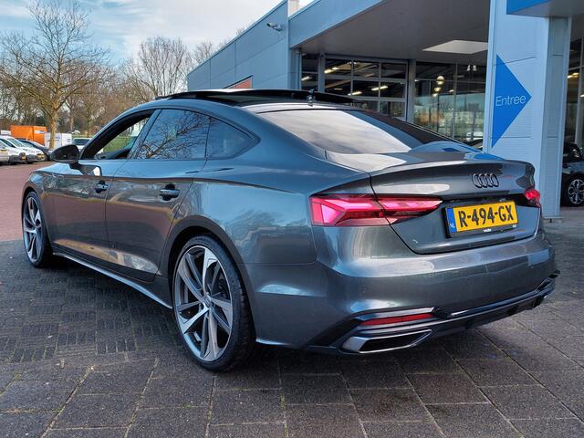 Audi A5 Sportback 35 TFSI 150pk Automaat S-Edition | Origineel NL | Navi | Clima | Cruise | Panorama Schuifdak | Led koplampen | Stoelverwarming | Pdc V+A+Camera | Privacy Glass | 20''lm