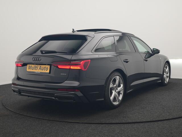 Audi A6 Avant 50 TFSI e Quattro 2x S Line PHEV 300pk Dealer O.H. | Trekhaak Af Fabriek | Panodak | Adaptive Cruise | Camera | Lederen Sportstoelen & Stuur Verwarmd | Blis | Sfeerverlichting | Apple Carplay | Navigatie | DAB | Plug In Hybrid |