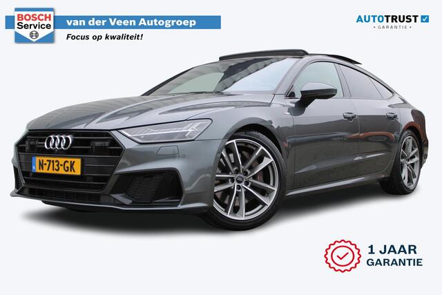 Audi A7 Sportback 55 TFSI quattro Pro Line S | Incl. 12 maanden garantie | Schuif/kantel panorama dak | 360° camera | Head-up display | Wegklapbare trekhaak | Matrix koplampen | Soft close | Memory zetels | Dode hoek detectie | Elektrische achterklep | Bowers & Wilkens | Standkachel |
