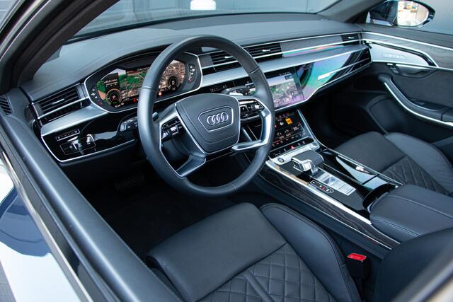 Audi A8 60 TFSI e 462PK Quattro S-line | ACC | 360 Camera | Massage | Laser | Head Up | Softclose | Memory | Luchtvering | Keyless | Lane & Side Assist | B&O | N.P ¤151.744,- | Zonneschermen | Stuurverwarming | BTW | Fabrieksgarantie.