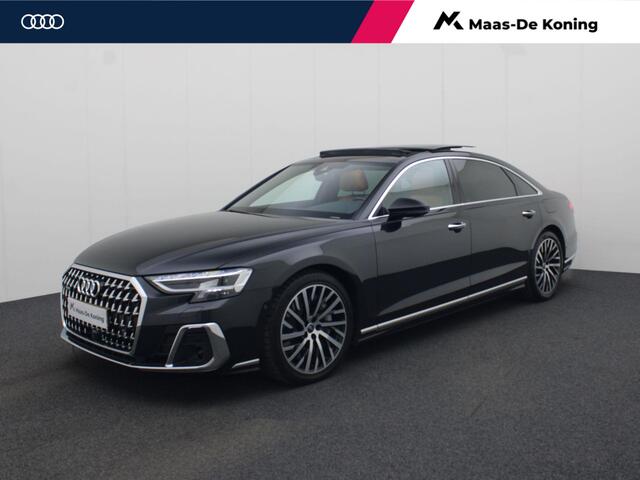 Audi A8 60 TFSIe 340kW/462PK quattro Limo Lang · Panoramadak · Leder · Rondom zichtcamera · Garantie tot januari 2027 of 100000km.