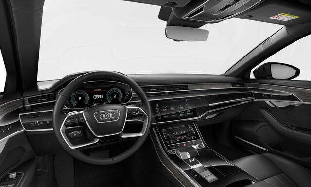 Audi A8 60 TFSI e quattro S-Line | Pano | B&O | Head Up | 4-Wiel Best. | Comfortstoelen | 21 inch | Servo | Ventilatie/Massage | 360Cam | Parkeerassistent | Leder |
