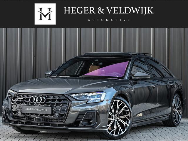 Audi A8 60 TFSI e quattro 463PK S-Line B&O Advanced | Head-Up Display | Achteras besturing | Panorama dak | Trekhaak | Soft-Close | Alcantara hemel bekleding | Carbon inleg | 360 Camera | Standkachel | Adaptive Cruise Control
