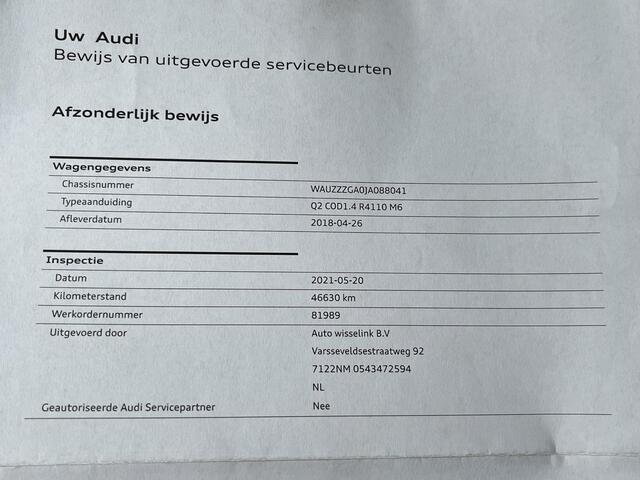 Audi Q2 1.4 TFSI CoD Design Pro Line Plus / Trekhaak (Trekgewicht 1.500kg) / Stoelverwarming / Cruise- en Climate Control / Parkeersensoren voor en achter / Bluetooth / Radio