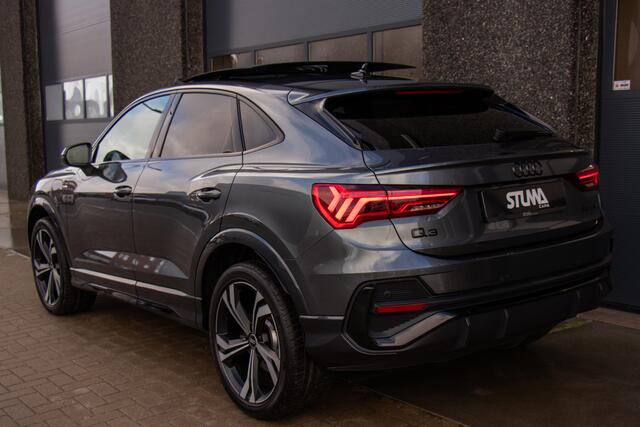 Audi Q3 Sportback 45 TFSI e S Edition | S-Line | Pano | Carbon | Leer | Sonos HD Audio | Camera | ACC | Matrix LED | Climate | Sfeer | DAB | Virtual | Stoelverwarming | Electrische Stoelen + Memory | Black Pack | 20 Inch | 1 Eigenaar | Dealer Onderhouden | Garant