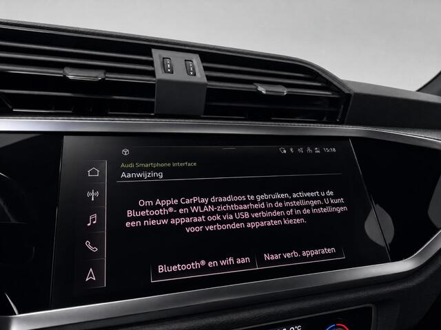Audi Q3 45 TFSIe 245pk S edition · Trekhaak Wegklapbaar · 360 Camera · Lederen Bekleding · Adaptive Cruise Control · Apple/Android Car Play · Elek. Achterklep · Keyless · 19'' Inch ·
