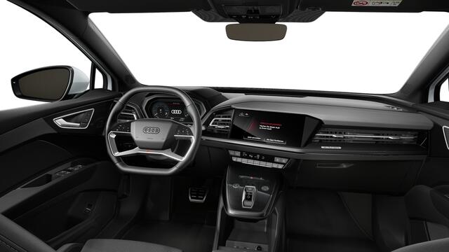 Audi Q4 e-tron Q4 45 e-tron quattro 286 1AT S edition Automaat | MMI navigatie plus | Audi Virtual Cockpit | Velgen, 5-Y-spaak, grafietgrijs, glansgedraaid | Verwarmbare voorstoelen | Servosluiting achterklep | S line-interieur met sportstoelen en zwarte stoffen-kunstle