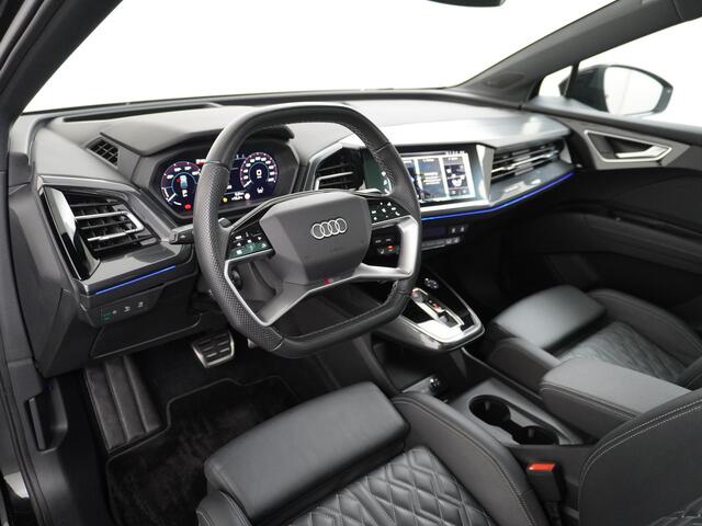 Audi Q4 e-tron 50 Quattro 77kWh S-Line Competition 300pk Sonos®-Audio Pano-dak Leer Warmtepomp Adaptive-Cruise Matrix-Led 21" Head-Up-Display Launch Edition Sport Stoelen Virtual-Cockpit Apple Carplay Android Auto Assistentie Pack Comfort-plus Pack Dynamic Pack Interieu