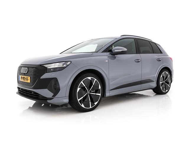 Audi Q4 e-tron 40 Launch edition S Competition 77 kWh [ 3-Fase -11kW ] {SOH-93%} (INCL-BTW) *HEATPUMP | LEATHER-FABRIC | SONOS-AUDIO | MATRIX-LED | ADAPTIVE-CRUISE | HEATED-SPORTSEATS | AMBIENTLIGHT | DIGI-COCKPIT | CAMERA | KEYLESS | DAB+ | NAVI-FULLMAP | TOWBAR | PRIV