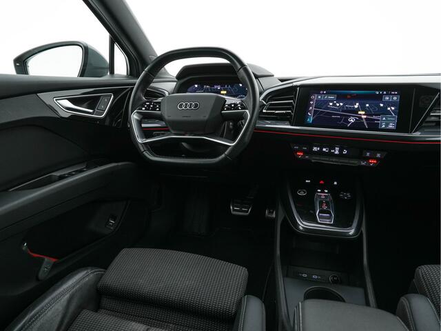 Audi Q4 e-tron 40 Launch edition S Competition 77 kWh [ 3-Fase -11kW ] {SOH-93%} (INCL-BTW) *HEATPUMP | LEATHER-FABRIC | SONOS-AUDIO | MATRIX-LED | ADAPTIVE-CRUISE | HEATED-SPORTSEATS | AMBIENTLIGHT | DIGI-COCKPIT | CAMERA | KEYLESS | DAB+ | NAVI-FULLMAP | TOWBAR | PRIV