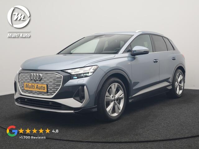 Audi Q4 e-tron 40 S Line 82 kWh 204pk Dealer O.H | Trekhaak Af Fabriek | Adaptive Cruise | Keyless | Lederen Sportstoelen Verwarmd | BLIS | Apple Carplay | Lane Assist | Virtual | Navigatie | DAB | 20"L.M |