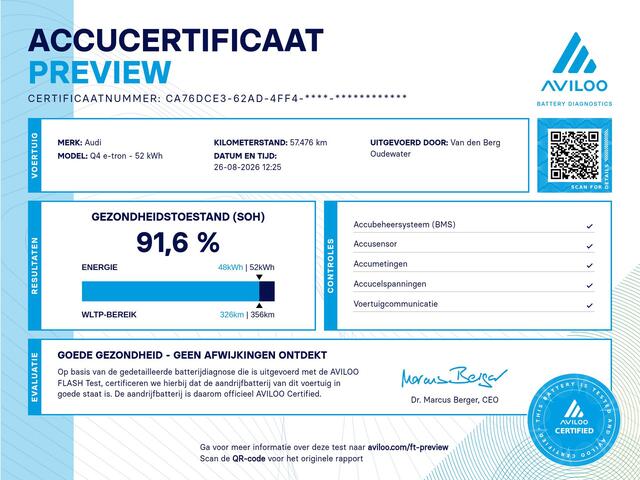 Audi Q4 e-tron 35 SOH 91,6% Advanced edition 55 kWh 2022 Origineel NL