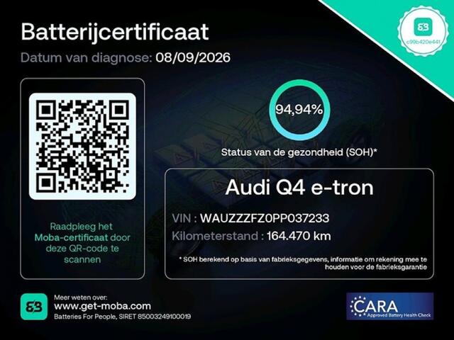 Audi Q4 e-tron 40 Advanced edition 77 kWh SOH 95% Trekhaak/ Camera/ Adapt. cruise/ Carplay/ Stoelverwarming/ Matrix Led/ Sportstoelen