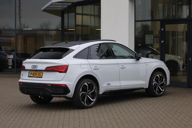 Audi Q5 Sportback 50 TFSI e S edition 299PK / 220kW 7 versn. DSG, Wegklapbare trekhaak, panoramadak, S-Line in- en exterieur, LED Matrix, sportstoelen met verlengbare zitting en elektrisch verstelbare lendesteun, voorstoelen verwarmbaar, 3-zone climatronic, achte