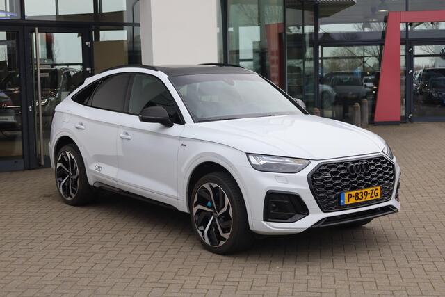 Audi Q5 Sportback 50 TFSI e S edition 299PK / 220kW 7 versn. DSG, Wegklapbare trekhaak, panoramadak, S-Line in- en exterieur, LED Matrix, sportstoelen met verlengbare zitting en elektrisch verstelbare lendesteun, voorstoelen verwarmbaar, 3-zone climatronic, achte