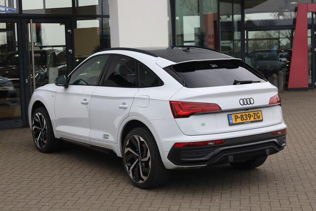 Audi Q5 Sportback 50 TFSI e S edition 299PK / 220kW 7 versn. DSG, Wegklapbare trekhaak, panoramadak, S-Line in- en exterieur, LED Matrix, sportstoelen met verlengbare zitting en elektrisch verstelbare lendesteun, voorstoelen verwarmbaar, 3-zone climatronic, achte