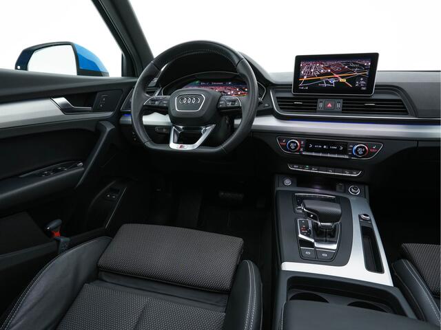 Audi Q5 50 TFSI e quattro S edition (INCL.BTW) *PANO | LEATHER-FABRIC | FULL-LED | DIGI-COCKPIT | NAVI-FULLMAP | HEATED-SPORTSEATS | KEYLESS | DAB+ | CAMERA | PRIVACY-GLASS | SHIFT-PADDLES | ECC | PDC | CRUISE | 19''ALU*