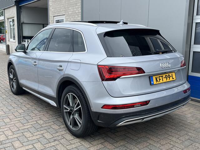 Audi Q5 50 TFSI e Advanced Quattro Hybrid / AUTOMAAT/ 300 PK/ PANO/ TREKHAAK/ LEER/ LUCHTVERING/ PARK.SENSOR + 360 CAMERA/ STOELVERWARM./ MEMORYSEAT/ DODEHOEK/ CRUISE/ KEYLESS/ SMARTPHONE INTERFACE/ ELEK.ACHTERKLEP/ HEAD-UP/ 19'' LMV