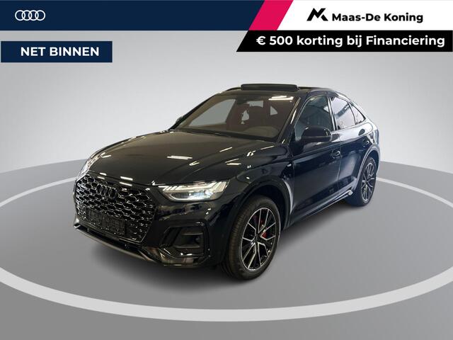 Audi Q5 Sportback 55 TFSIe 367pk S-Tronic S Edition · SOH 95,6% · Panoramadak · 360 Camera · Inklap. Trekhaak · B&O Sound · Stuur- & Stoelverwarming · Alarmklasse 3 · Garantie t/m 13-08-2030 of 100.000km