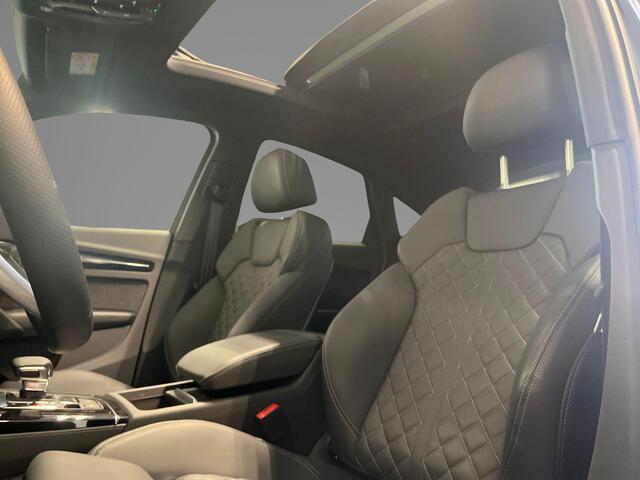 Audi Q5 Sportback 55 TFSIe 367pk S-Tronic S Edition · SOH 95,6% · Panoramadak · 360 Camera · Inklap. Trekhaak · B&O Sound · Stuur- & Stoelverwarming · Alarmklasse 3 · Garantie t/m 13-08-2030 of 100.000km