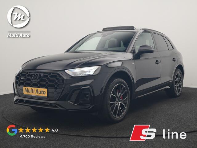 Audi Q5 55 TFSI e 2x S Line PHEV 367pk | Trekhaak Af Fabriek | Panodak | 360 Camera | Lederen Sportstoelen Memory & Verwarmd | Keyless | Blis | Apple Carplay | Cruise Control | Navigatie | DAB | Plug In Hybrid |