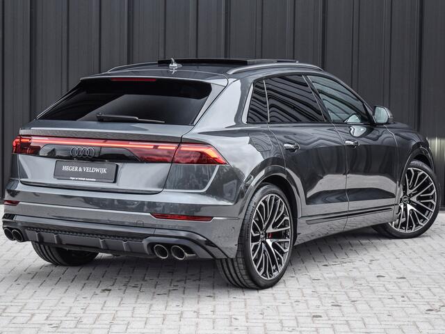 Audi Q8 55TFSI e QUATTRO PRO LINE S COMPETITION | S-SEATS | PANORAMADAK | 4 WIEL BESTURING | B&O SOUND | HEAD-UP | LUCHTVERING | DAB+ | SOFT-CLOSE | KEYLESS GO | ADAPTIVE CRUISE | 360 CAMERA | AMBIANCE INTERIEUR | TREKHAAK | BLACK-OPTIC