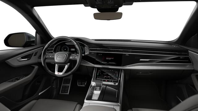 Audi Q8 55 TFSI e 394 Tiptronic Pro Line S Automaat | Vierwielbesturing | Glazen panoramadak | Privacy glas (donker getint) | Bang & Olufsen Premium 3D | Optiekpakket zwart plus | Velgen Audi Sport, 10-spaak-trapezoïde, zwart, 10,0Jx23, | Sportstoelen plus voorin