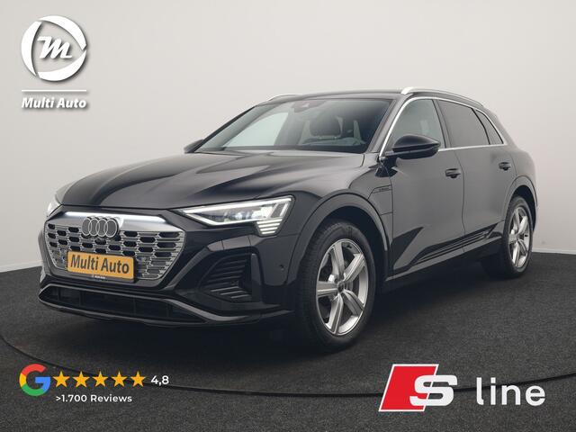 Audi Q8 e-tron 55 Quattro S Line 114 kWh 408pk Dealer O.H. | Trekhaak Afn. | Luchtvering | Adaptive Cruise | Head Up | Matrix LED | Camera | Alcantara Sportstoelen Verwarmd | Sfeerverlichting | Keyless | Navigatie | Virtual | DAB |