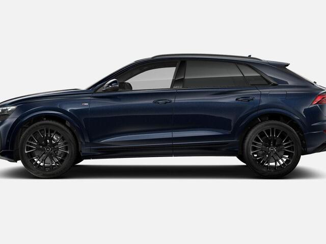 Audi Q8 55 TFSI e quattro Pro Line S 394 PK · 22" LM Velgen · Glazen panorama dak · B&O Premium 3D · Assist. plus, remote park · Stoelventilatie + Massage · Trekhaak · Servosluiting