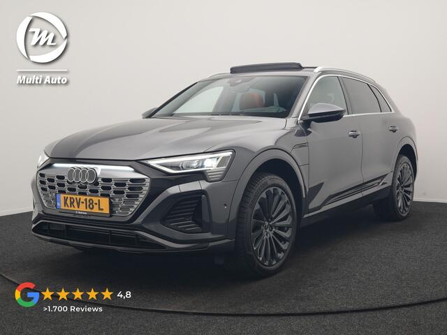 Audi Q8 e-tron 50 quattro S Line 95 kWh 340pk Dealer O.H | Luchtvering | Trekhaak Afn. | Adaptive Cruise | Bang & Olufsen | Head Up | 360 Camera | Lederen Sportstoelen & Stuur Verwarmd | Keyless | Apple Carplay | BLIS | Virtual | Navigatie | DAB | 21"L.M |