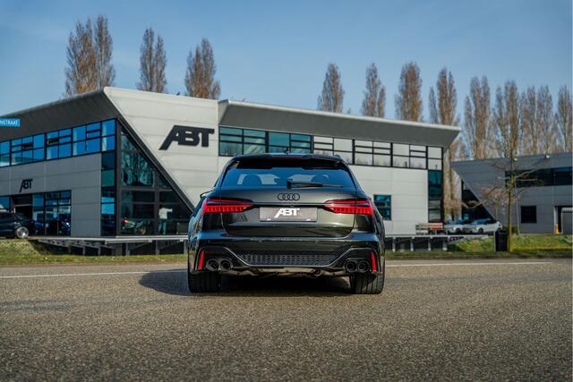 Audi RS6 Performance Quattro 630pk Dark olive green Porsche (Audi Exclusive) | B&O Advanced | Dynamic plus incl. keramische remmen | RS design pakket grijs plus | Alcantara hemel | DRC | assistentiepakket plus | panorama dak | 22 inch Neodyme Performance velgen | 