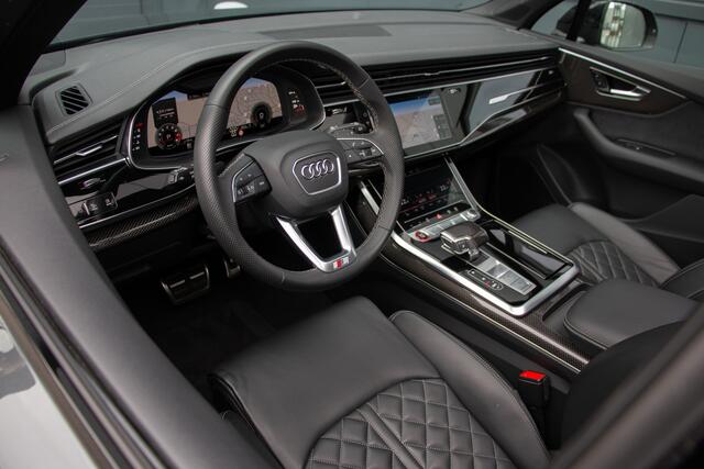 Audi SQ7 4.0 TFSI SQ7 V8 507PK 7-Persoons | ACC | 360 Cam | Pano | B&O | Laser | Carbon | Achterasbesturing | Lane & Side Assist | 22"| E.TH 3500KG | Memory | Luchtvering| Keyless Entry | Stuurverwarming | Apple & Android Carplay | BTW | N.P: ¤207.366 | Fabrieksga