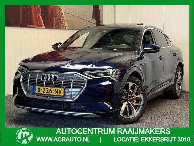 Audi e-tron SPORTBACK 50 QUATTRO BUSINESS EDITION PLUS 71 kWH NAVIGATIE CRUISE CONTROL HEAD-UP DISPLAY PANORAMA SCHUIF-KANTELDAK APPLE CARPLAY/ANDROID RIJSTROOKSENSOREN ACHTERUITRIJCAMERA AFN TREKHAAK ZEER MOOI !!