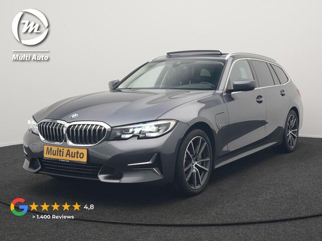 BMW 3-SERIE Touring 330e Sportline Plug In Hybrid 293pk Dealer O.H PHEV | Panodak | Trekhaak af Fabriek | Lederen Sportstoelen Memory | 360 Camera | Keyless | Camera & Parkassist | 18"L.M | Apple Carplay | Sfeerverlichting |