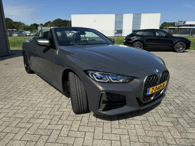 BMW 4-SERIE Cabrio M440i 374PK xDrive High Executive M Sport Nekverwarming 19 Inch DAB LED Stuurverwarming Harman-Kardon Stuurverwarming 360 graden Camera Head-Up Display Keyless Entry Laser Licht ACC Dravit Grau Carplay Vol!