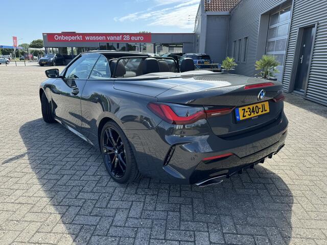 BMW 4-SERIE Cabrio M440i 374PK xDrive High Executive M Sport Nekverwarming 19 Inch DAB LED Stuurverwarming Harman-Kardon Stuurverwarming 360 graden Camera Head-Up Display Keyless Entry Laser Licht ACC Dravit Grau Carplay Vol!