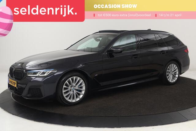 BMW 5-SERIE 530i M Sport | Panoramadak | Adaptive cruise | Stoel & stuurverwarming | Head-Up | Trekhaak | Laserlight | Sfeerverlichting | Carplay | Nappaleder | Navigatie | Memory | Camera | Live Cockpit