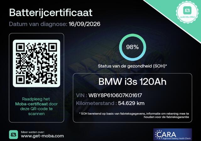 BMW i3 S Business Edition 120Ah 42 kWh Panoramadak Warmtepomp SOH 98%