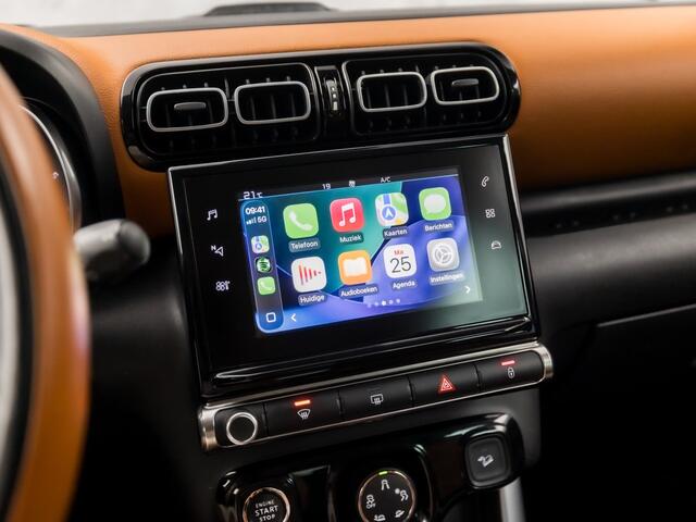 Citroen C3 Aircross 1.2 PureTech S&S Shine Automaat (APPLE CARPLAY, GROOT NAVI, BRUIN LEDER, 360 CAMERA, GETINT GLAS, SPORTSTOELEN, STOELVERWARMING, CRUISE, NIEUWSTAAT)