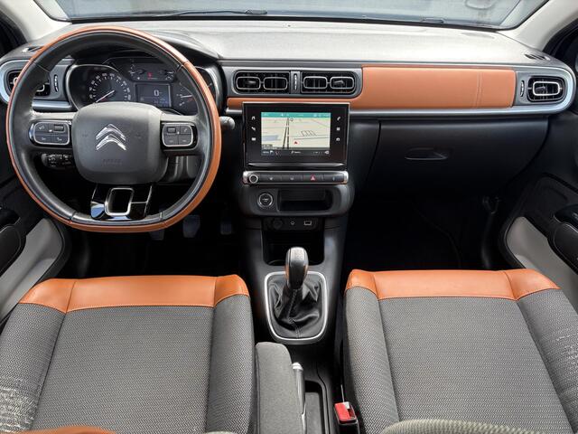 Citroen C3 1.2 PureTech Shine ?Dealer Onderhouden?2e Eigenaar?Carplay?Camera?Navi?Clima?Cruise?Pdc V+A?Keyless?Halfleder?Trekhaak?Rijstrooksensor?Dodehoeksensor?17'' Lm velgen?N.A.P?Nieuwe Apk bij Aflevering