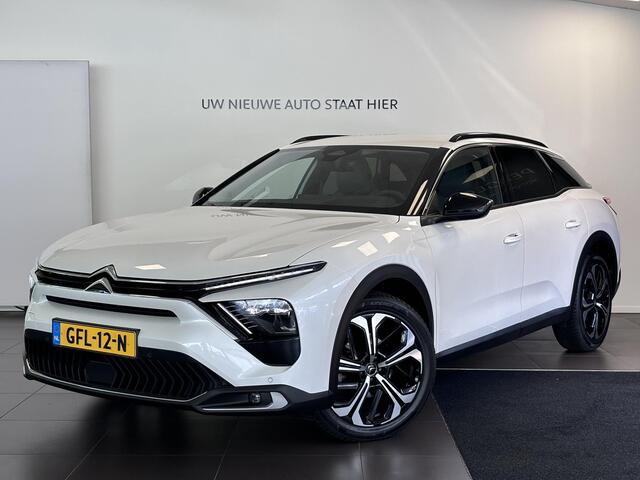 Citroen C5 X Shine 1.2 PureTech 130pk EAT8 AUTOMAAT | NAVI | LEDER | DAKRAILS | ADAPTIVE CRUISE | KEYLESS | CAMERA | 19" LM-VELGEN | STOEL + STUUR + VOORRUITVERW. | CLIMA |
