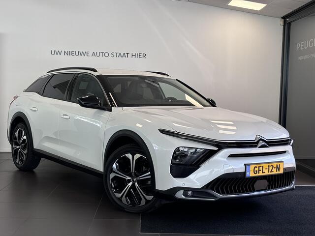 Citroen C5 X Shine 1.2 PureTech 130pk EAT8 AUTOMAAT | NAVI | LEDER | DAKRAILS | ADAPTIVE CRUISE | KEYLESS | CAMERA | 19" LM-VELGEN | STOEL + STUUR + VOORRUITVERW. | CLIMA |