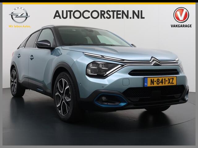 Citroen ë-C4 50kWh SOH 100% Panorama-Schuifdak Stoel+Stuurverwarming Head-Up Display Adap.Cruise 360°Camera Apple Carplay Android Auto Navi Ecc Pdc Shine Keyless Lmv Led Isofix DAB Lane Assist Voorruitverwarming Regen-Lichtsensor Dodehoek detector Bluetooth Rijstrooks